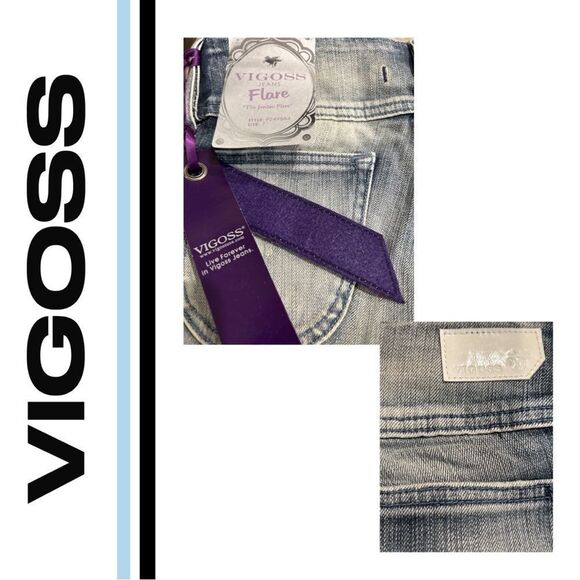 NWT Vigoss Jeans Flare “The Jordan Flare” Distressed Light-Washed Jeans - Size 7 - Picture 3 of 3
